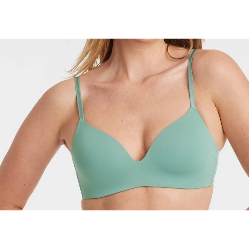 Auden The Bliss Lightly Lined Wirefree Bra 34C Forest Green NWT